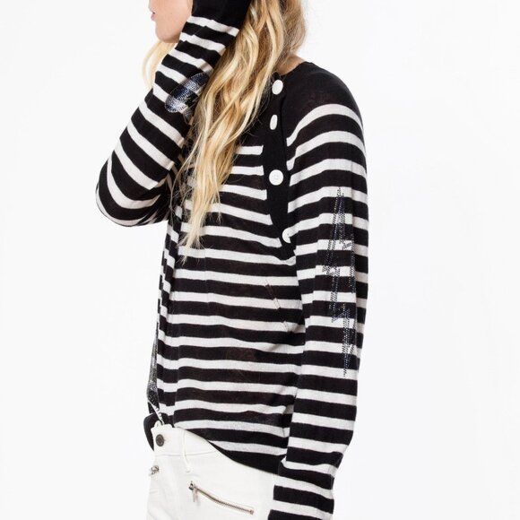 NWT - Zadig & Voltaire Reglis Stripe Sweater 100% Cashmere SHMZ1113F - Picture 9 of 15